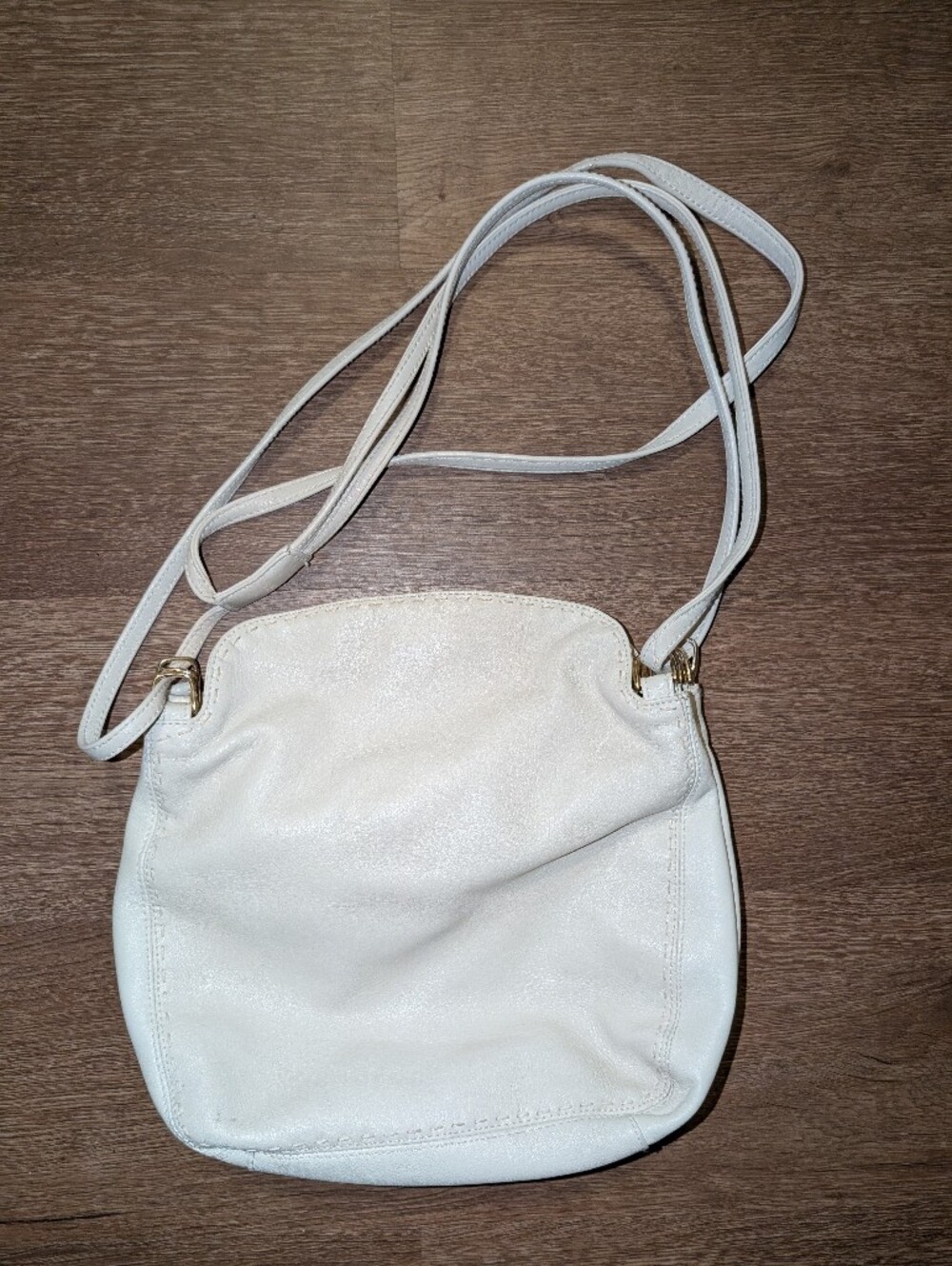 Vintage Ganson Off White Leather Crossbody Or Shoulder Bag
